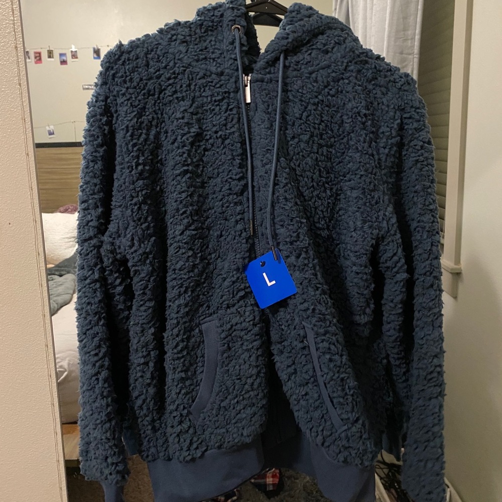 Fluffy blue jacket teddy jacket